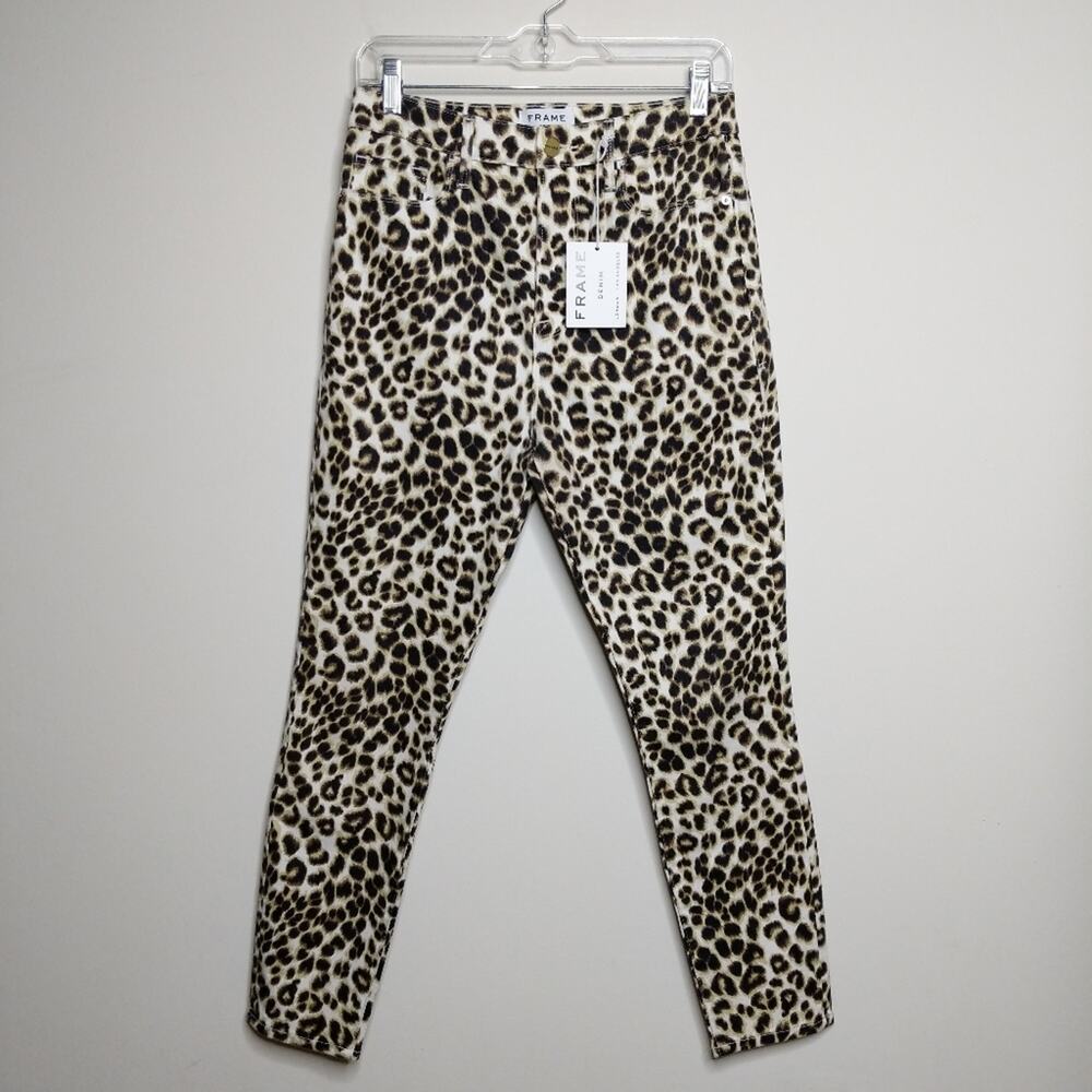 Frame Ali Leopard High Rise Cigarette Jeans Skinny Crop Animal Print 28 New/Flaw